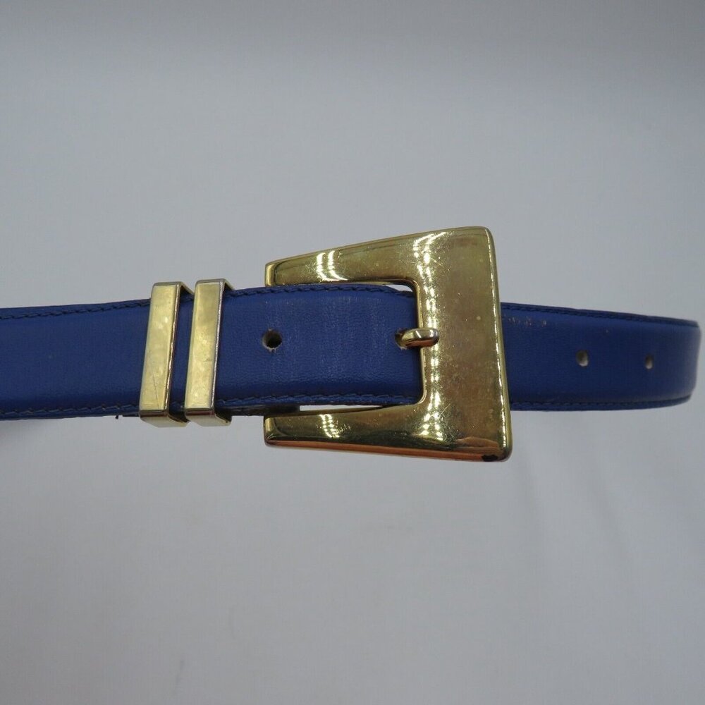 Courtney Co Belt Womens Size Large Blue Leather Gold‎ Tone Buckle Hardware